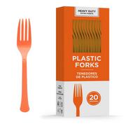 Orange Heavy-Duty Plastic Forks, 20ct